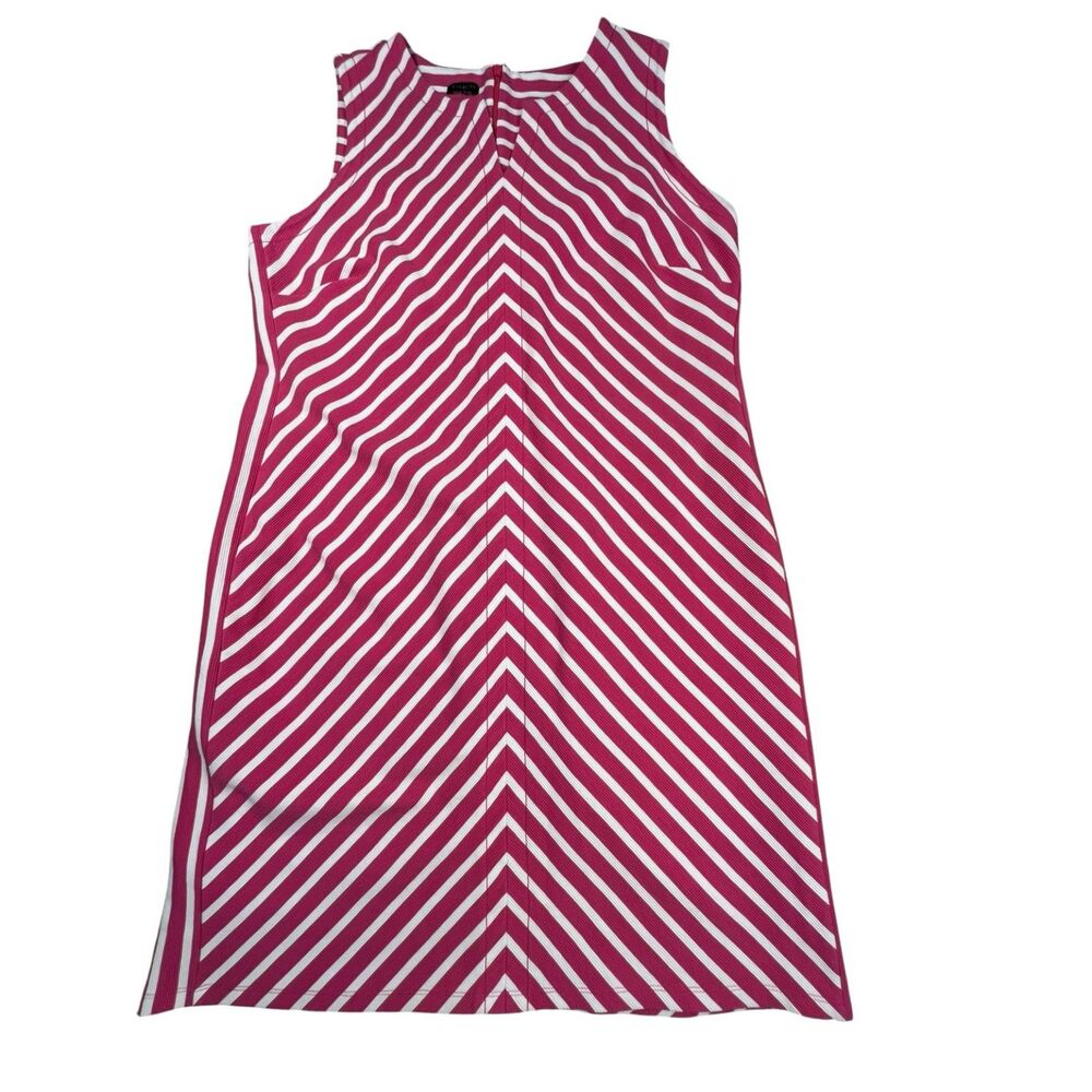 Talbots Women Sleeveless Dress Pink White Striped Shift Chevron Stretch No size